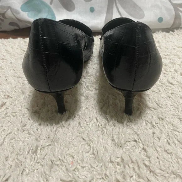 Antonio Melani Leedia Heels Pumps 6.5 Shoes Croc Embossed Leather Classic Black - Picture 3 of 7